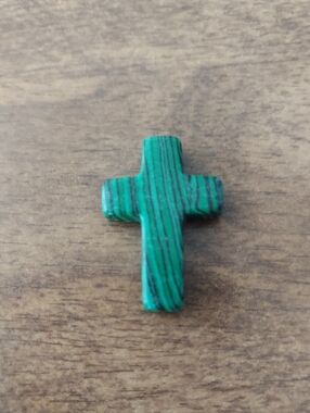 Green Striped Cross Pendant